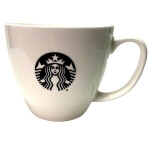 STARBUCKS BARRISTA MUG CUP WHITE W/BLACK CLASSIC LOGO 10oz 4" TALL JAVA TEA 2019